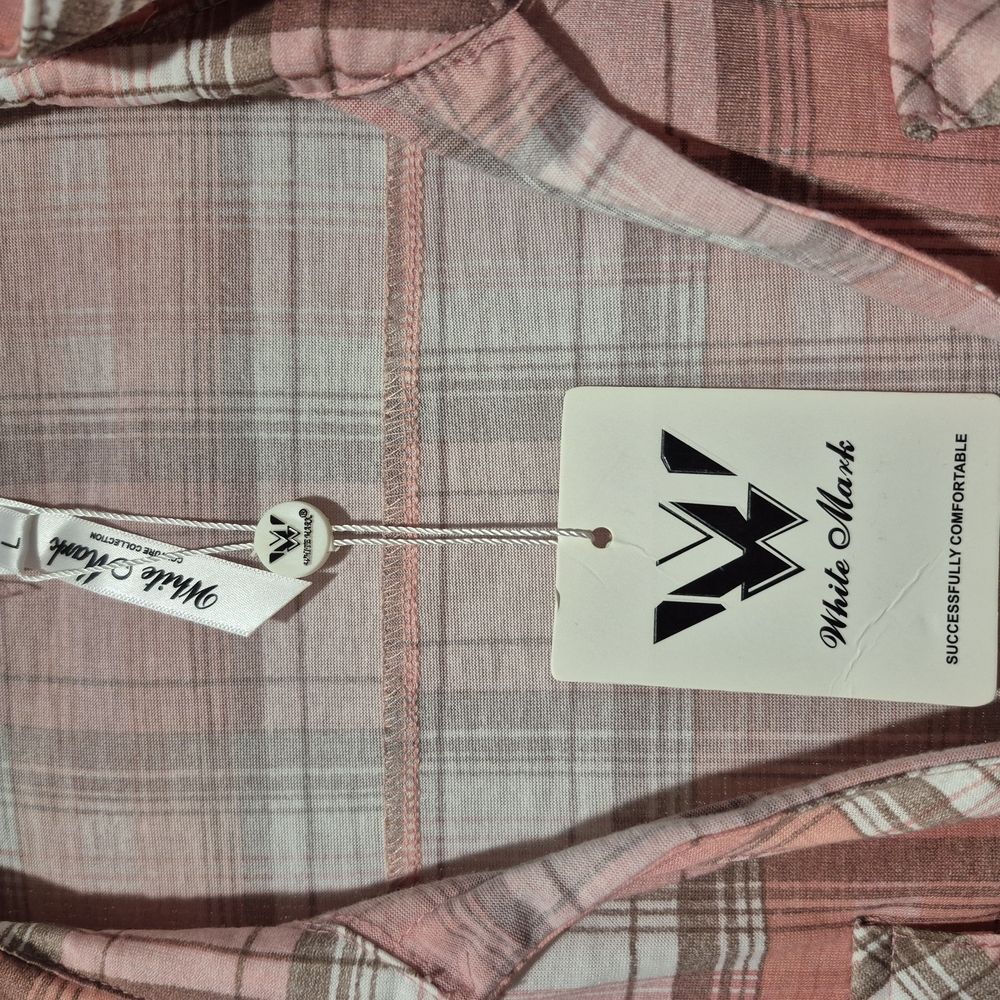 White Mark Pink Plaid Shirt